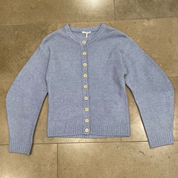 Cozy Cardigan Light Puff Sleeve in Periwinkle Blue - Picture 5 of 9